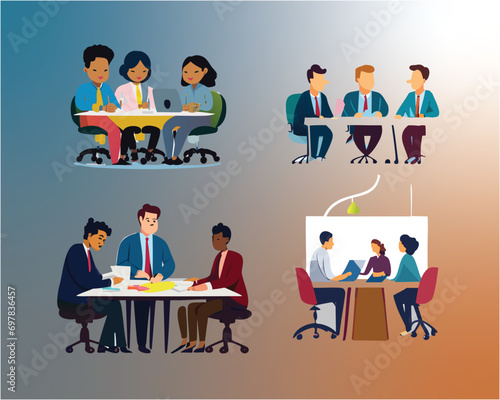 GROUP OF OFFICE EMPLOYEES WORKING ON PROJECT