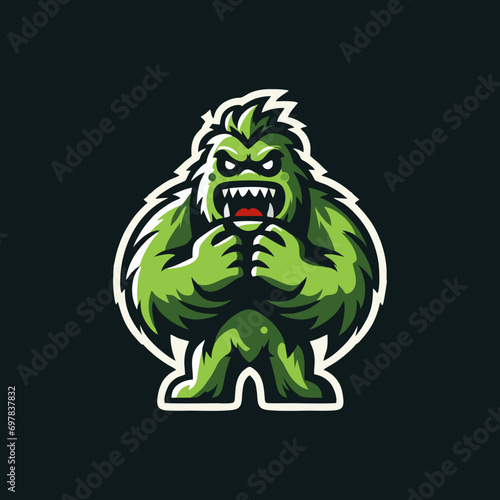 Angry monster mascot and symbol e-sport logo design