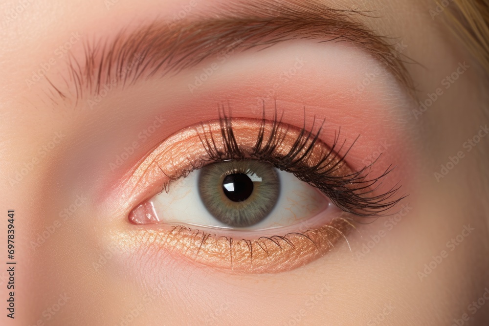 Obraz premium Green-eyed look with peach eye makeup