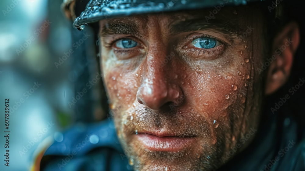 Close-up portrait of a male security guard or policeman in uniform looking at camera.
Close-up portrait of a male security guard or policeman in uniform looking at camera.
