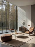 Salón, diseño de interiores, decoración minimalista y sofisticada.