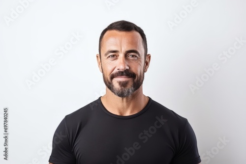 Portrait of a bearded man in a black t-shirt. © Iigo