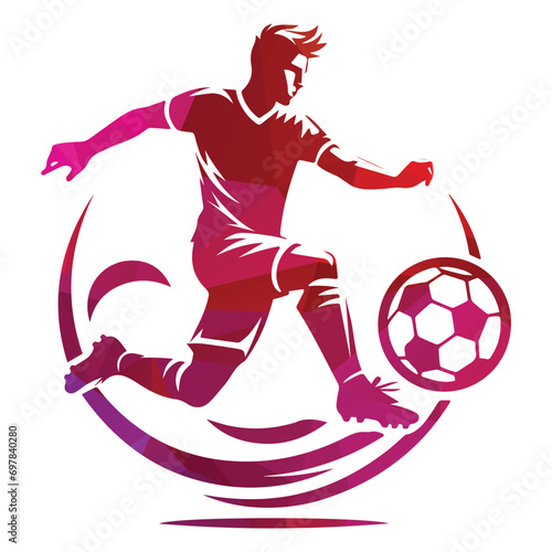 Football Player Running With Ball Vector Illustration