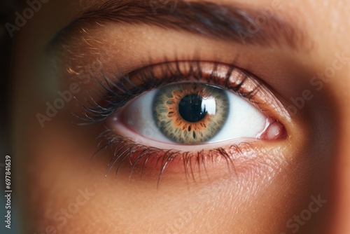 Close-up of beautiful woman's eye. Selective focus.