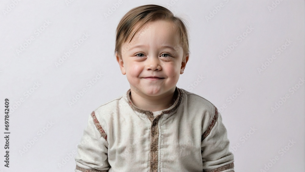 Isolated Background, Child with Down Syndrome, Studio Shot Isolated Background, Child with Down Syndrome, Studio Shot