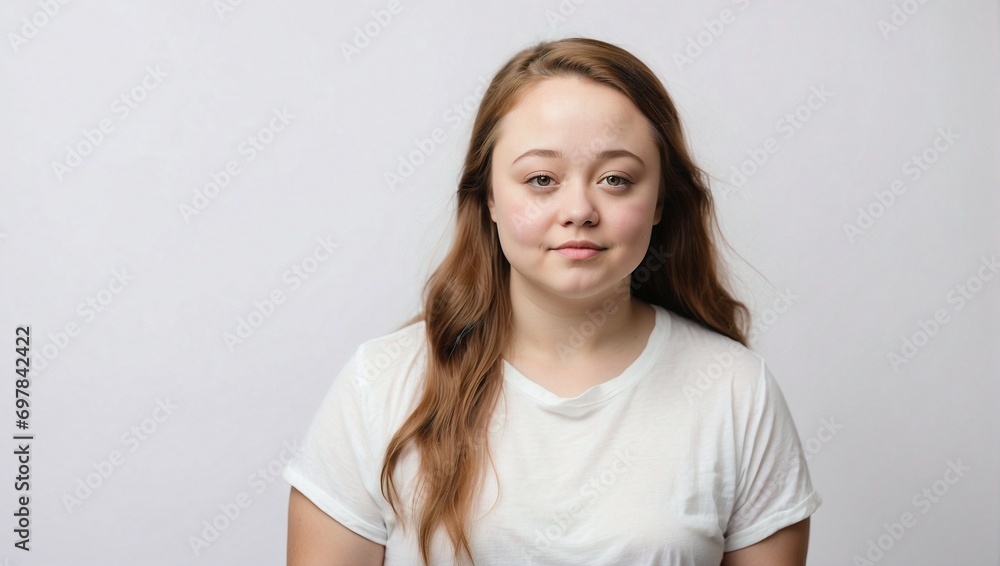 Isolated Background, Young Woman with Down Syndrome, Studio Shot Isolated Background, Young Woman with Down Syndrome, Studio Shot