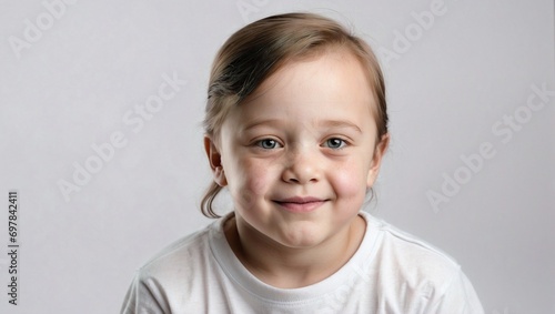 Isolated Background, Child with Down Syndrome, Studio Shot