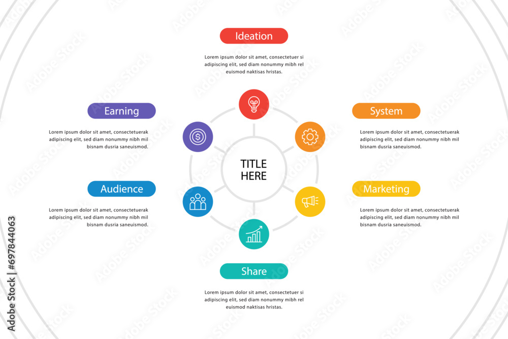 Circle infographic template for presentation with replaceable text. Circle infographic template for presentation with replaceable text.