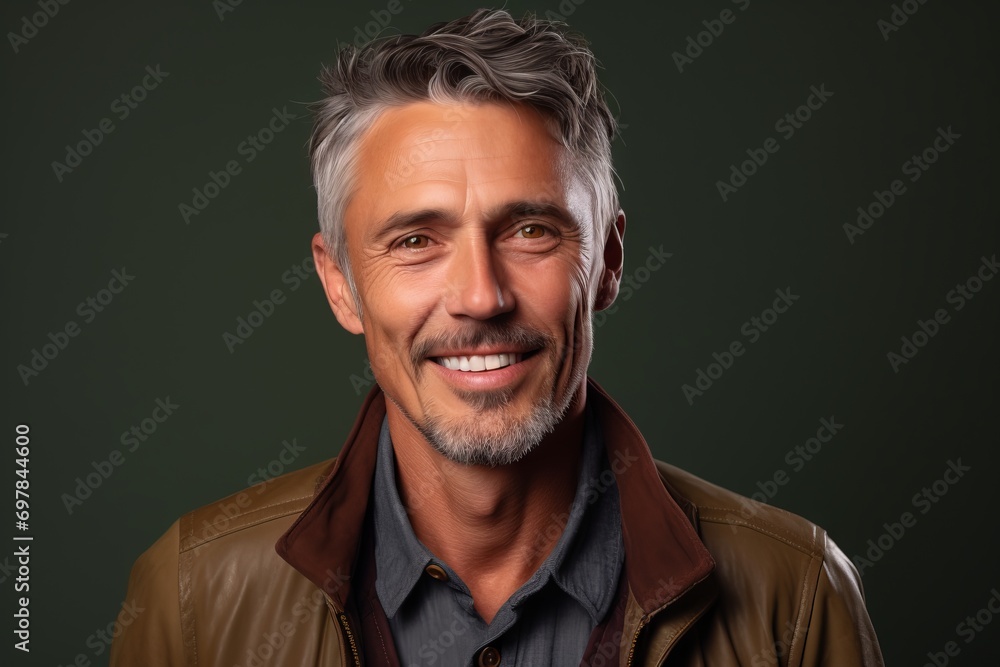 Portrait of a handsome middle-aged man with gray hair. Portrait of a handsome middle-aged man with gray hair.
