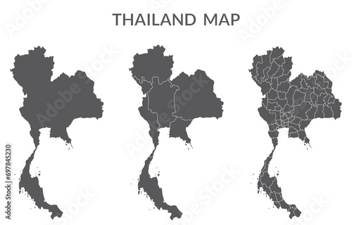 Thailand map set in grey color