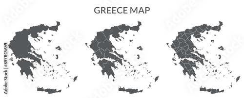 Greece map set in grey color