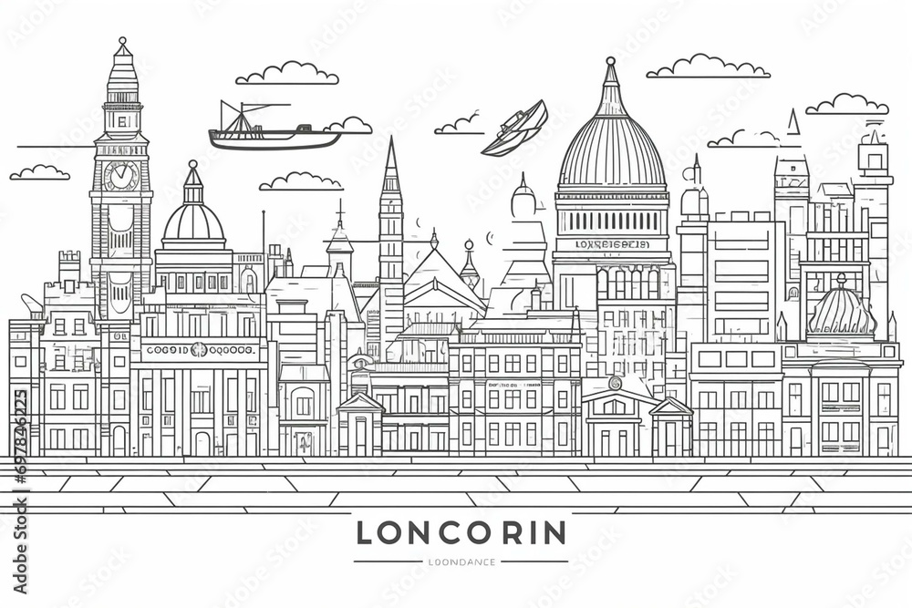Linear banner of London city. Generative AI