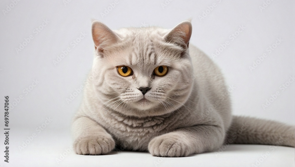 Isolated Background, Cute British Shorthair Cat, Studio Shot