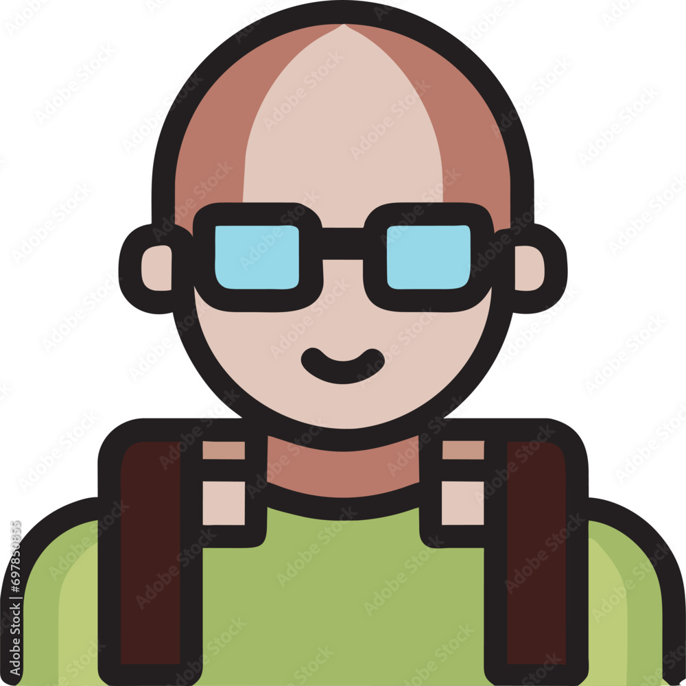 baby wearing eyewear, icon colored outline