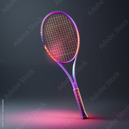 Raquete de ténis isolado no fundo preto  © Vitor