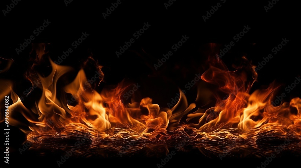 Fire flames on black background. For art work design, banner or backdrop. Flames against a black background. Fire concept. dangerous concept. Art concept. Wave concept. Flame concept. Background conce Fire flames on black background. For art work design, banner or backdrop. Flames against a black background. Fire concept. dangerous concept. Art concept. Wave concept. Flame concept. Background conce