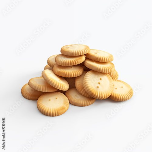 Amontoado de biscoitos no fundo branco  photo
