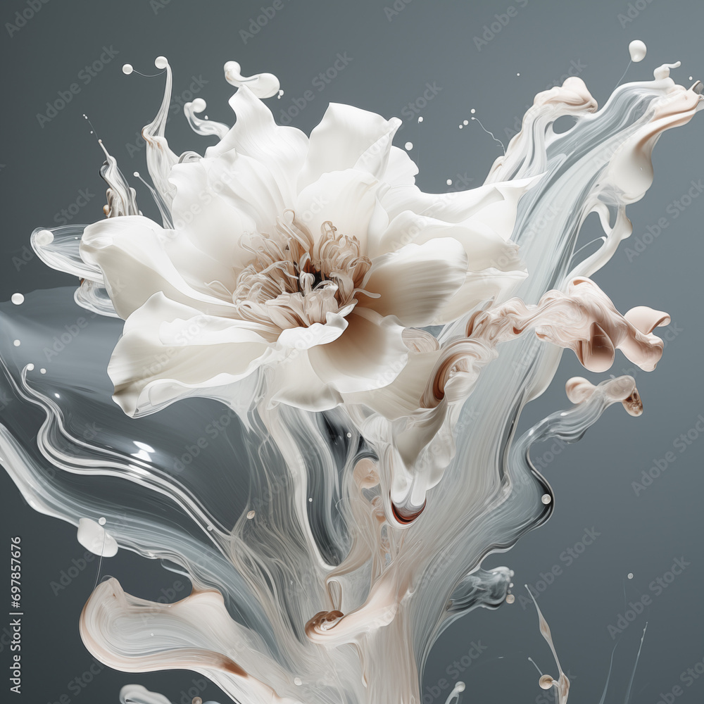 liquid glass flower, abstract generative art