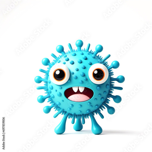 Cute Virus, Cartoon Toy Character, Isolated On White Background