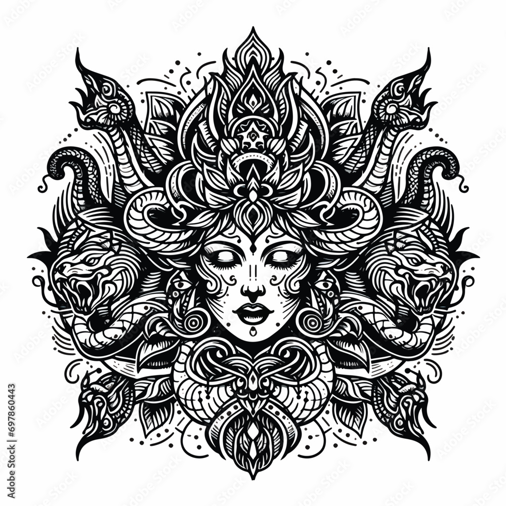 face, tattoo pattern, tattoo art, illustration, white background