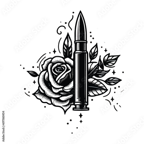 bullet, tattoo pattern, tattoo art, illustration, white background