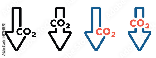 Trendy CO2 emission reduction flat vector icons 