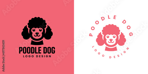 Poodle dog logo design Vector, Cute poodle dog logo templete, silhouette of the dog breed poodle logo, Cute dog logo