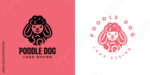 Poodle dog logo design Vector, Cute poodle dog logo templete, silhouette of the dog breed poodle logo, Cute dog logo