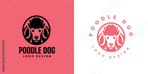 Poodle dog logo design Vector, Cute poodle dog logo templete, silhouette of the dog breed poodle logo, Cute dog logo photo