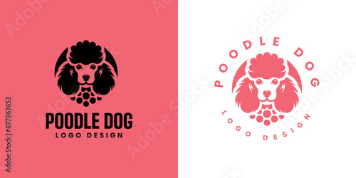 Poodle dog logo design Vector, Cute poodle dog logo templete, silhouette of the dog breed poodle logo, Cute dog logo