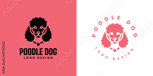Poodle dog logo design Vector, Cute poodle dog logo templete, silhouette of the dog breed poodle logo, Cute dog logo photo