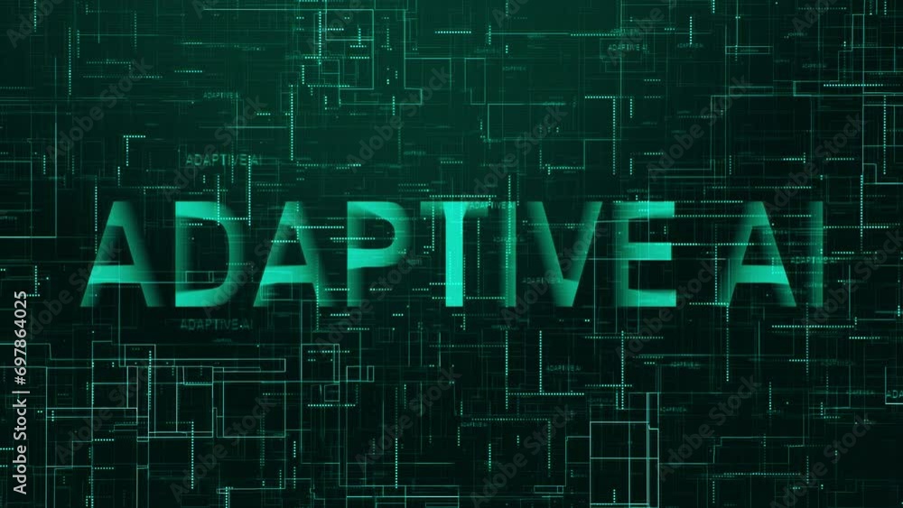 Adaptive Ai text technology data line motion animation cyan color Adaptive Ai text technology data line motion animation cyan color