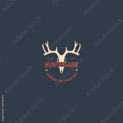 retro antlher deer for wildlife logo design.deer silhouette