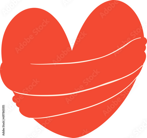 Heart hugging itself, self love