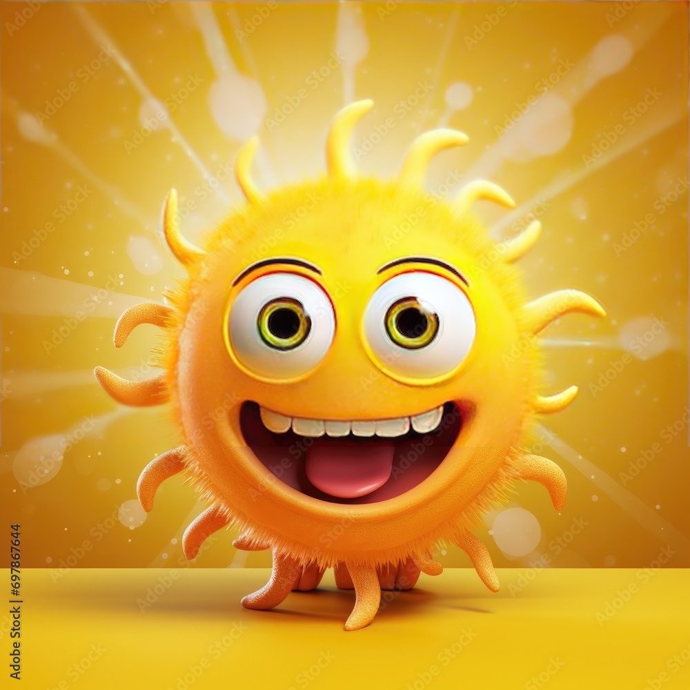 Cute Cartoon Sun Weather Character with Big Eyes 