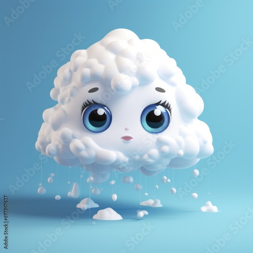 Cute Cartoon Snow Cloud Wea...