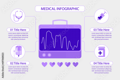 Medical infographic template for presentation with replaceable text.