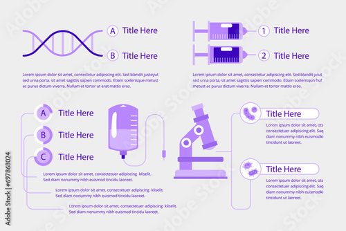 Medical infographic template for presentation with replaceable text.