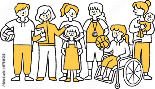 スポーツクラブで教える女性たちのセット