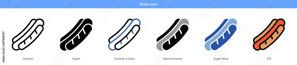 Sosis Icon Set Vector