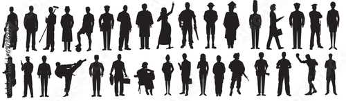set of silhouettes of occupations