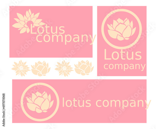 set of flowers logo Lotus yoga 