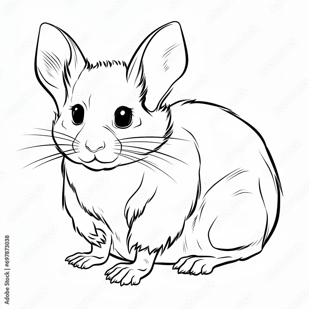 Chinchilla coloring page for kids. Simple animal coloring page