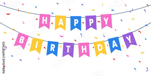 Canvas Print Cute bunting flag happy birthday flag colorful decoration card illustration