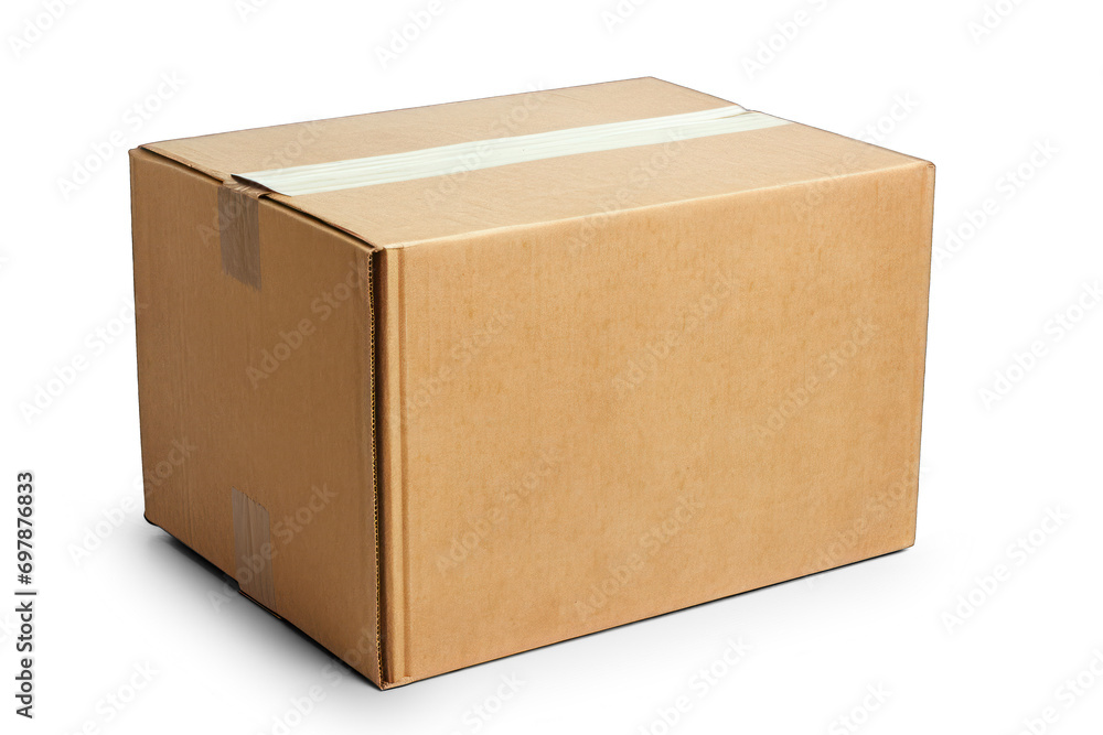 Simple shipping Brown Cardboard Box | Transparent & White Background | PNG File with Transparency Simple shipping Brown Cardboard Box | Transparent & White Background | PNG File with Transparency