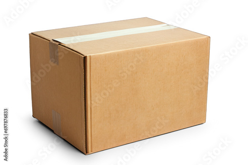 Simple shipping Brown Cardboard Box   Transparent & White Background   PNG File with Transparency © templetify