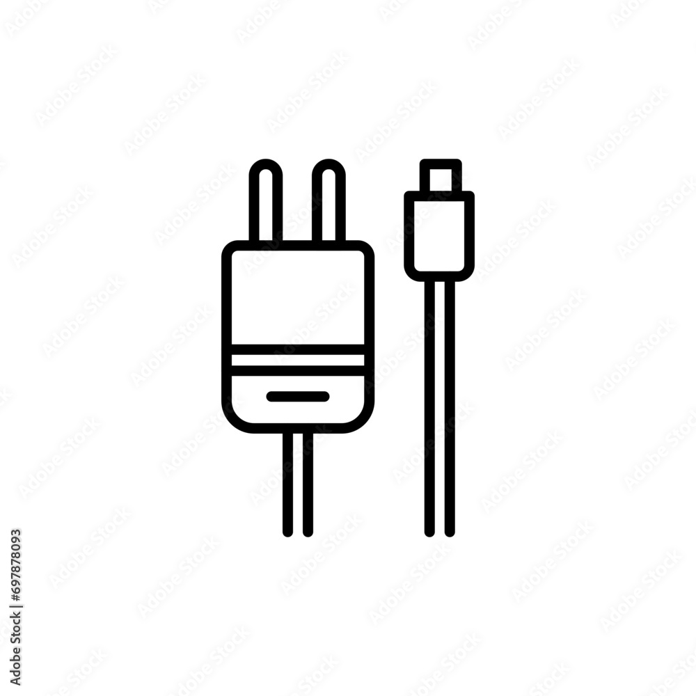 Phone charger outline icons, Electronic minimalist vector illustration ,simple transparent graphic element .Isolated on white background Phone charger outline icons, Electronic minimalist vector illustration ,simple transparent graphic element .Isolated on white background