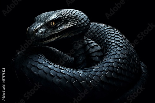 dark serpent on blank background. Generative AI