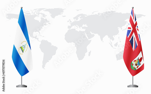 Nicaragua and Bermuda flags for official meeting