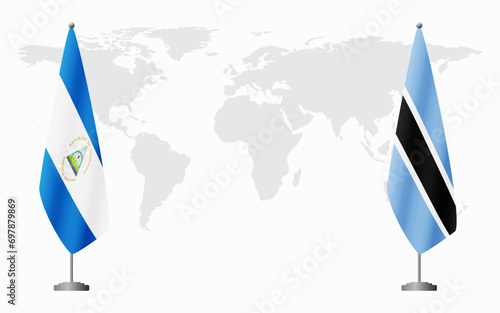 Nicaragua and Botswana flags for official meeting